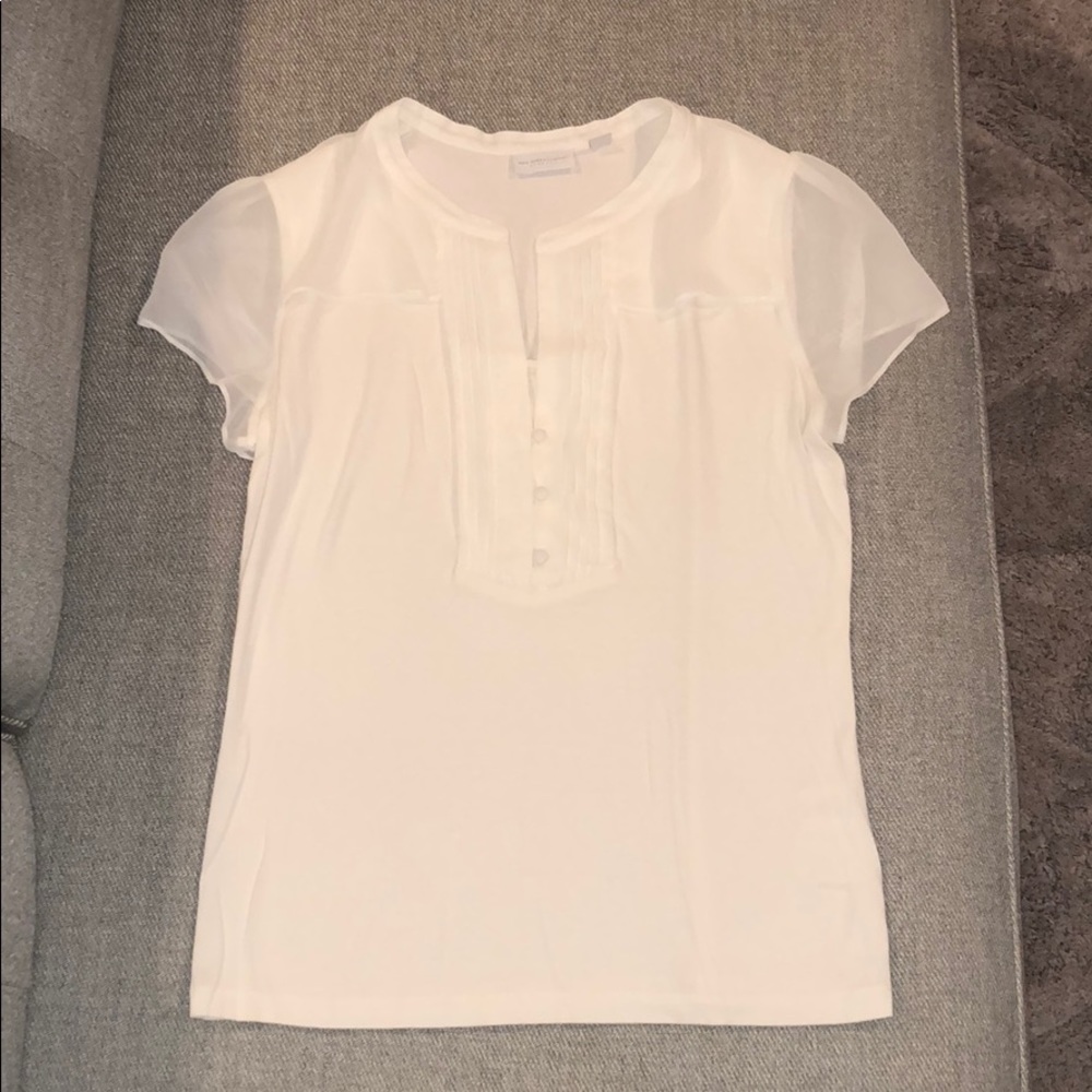 Ivory NY&C shirt with sheer sleeves. Medium.
